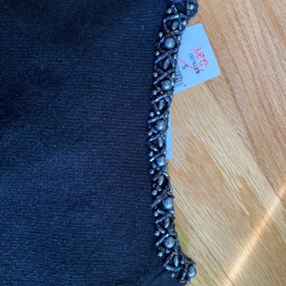 NWT Barney Cheng For Chang Cheng Castaigne Black Cashmere & Silk Beaded Sweater - Picture 5 of 5